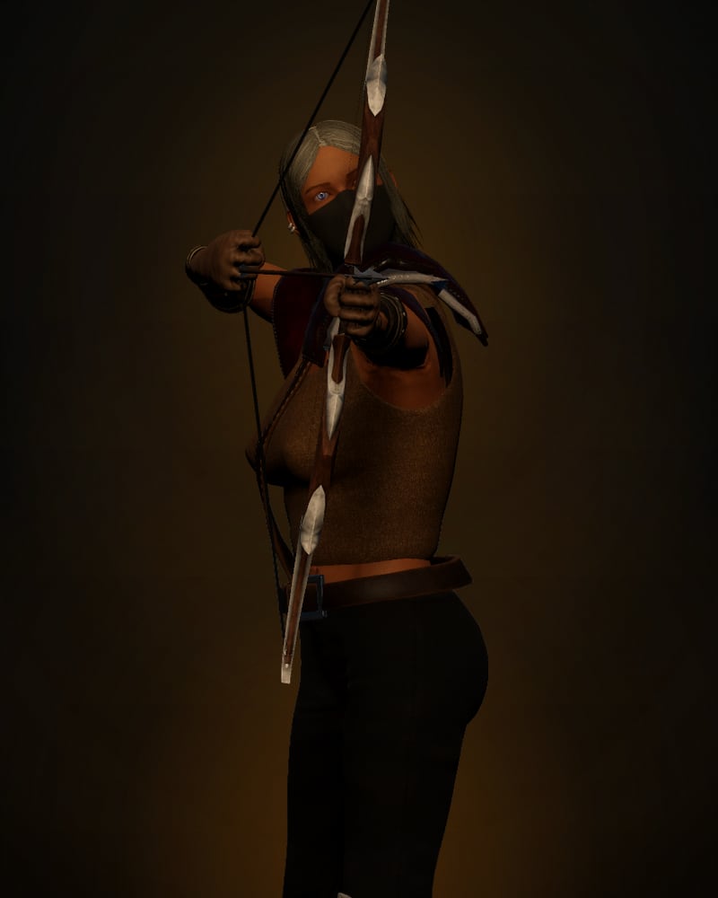 The Ranger, sighting down a drawn longbow